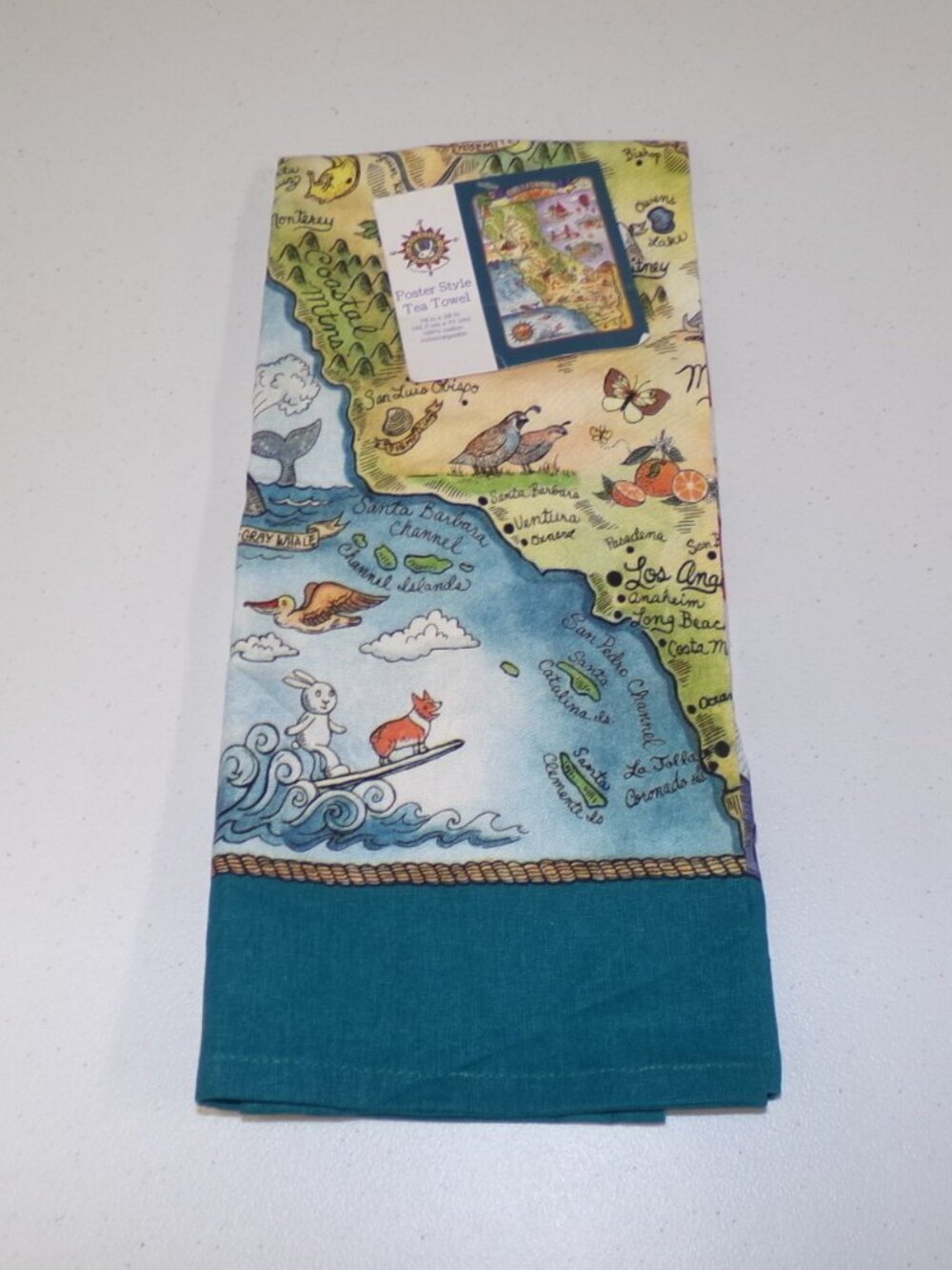 NWT Kay Dee Adventure Destinations Poster Style Tea Towel California 18" x 28"